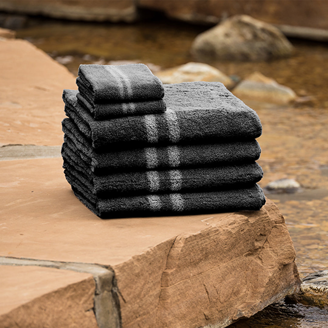 Set of black online towels